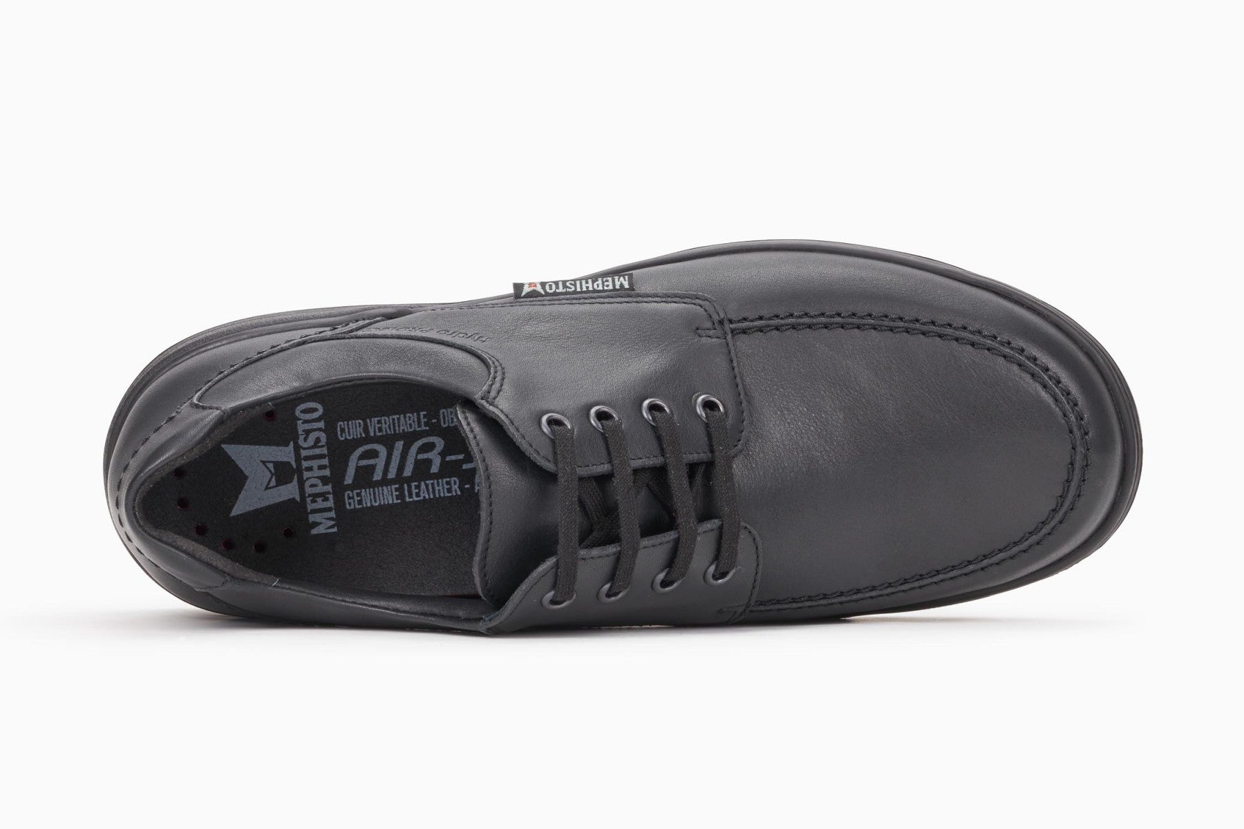 Mephisto Men's Douk Water Resistant Black Casual Dress Lace Up Top View