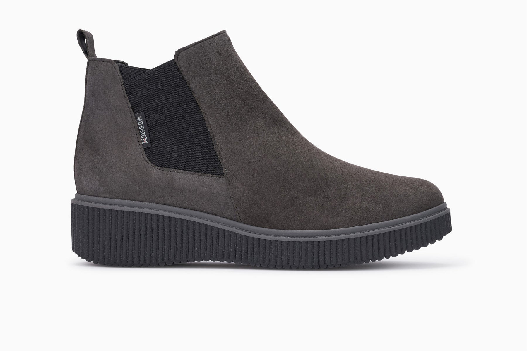 Mephisto Women's Emie Slip on ankle boot grey suede side view