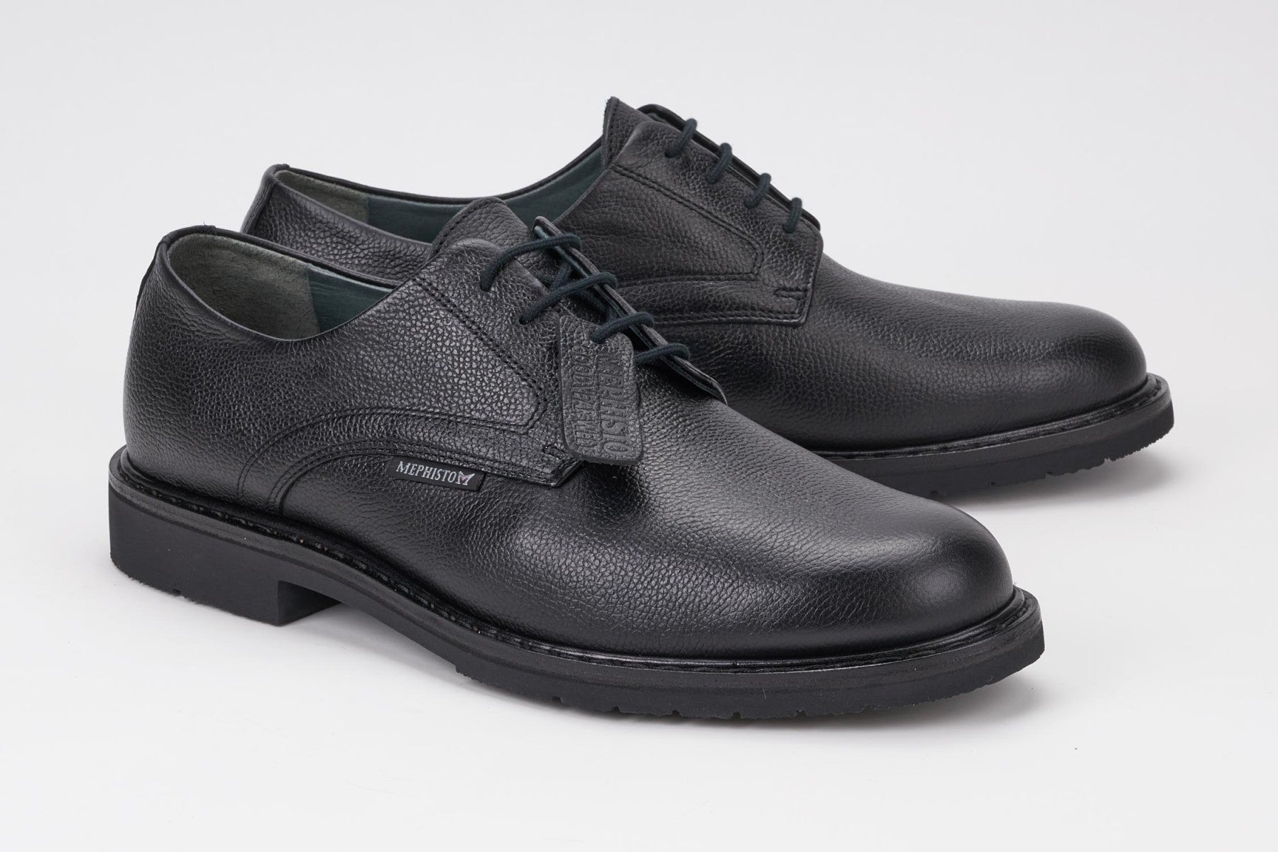 Mephisto Men's Marlon Black Pebble Grain 9100 plain toe oxford dress shoe multi view