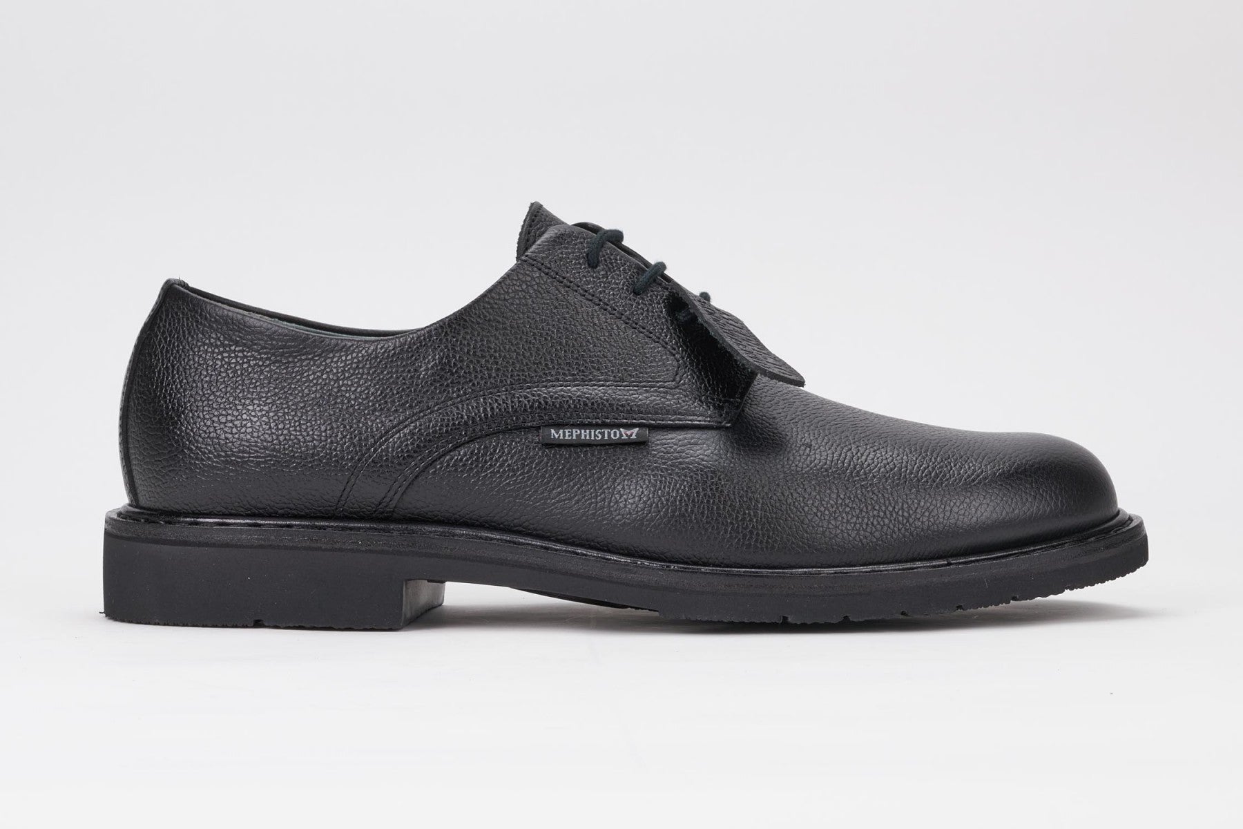 Mephisto Men's Marlon Black Pebble Grain 9100 plain toe oxford dress shoe side view