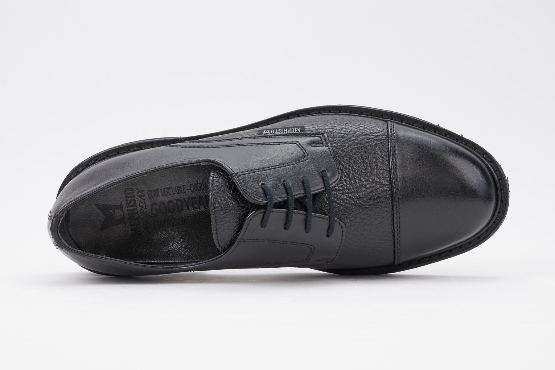 Mephisto Men's Melchior Black Smooth / Grain 9000/400 cap toe dress oxford top view