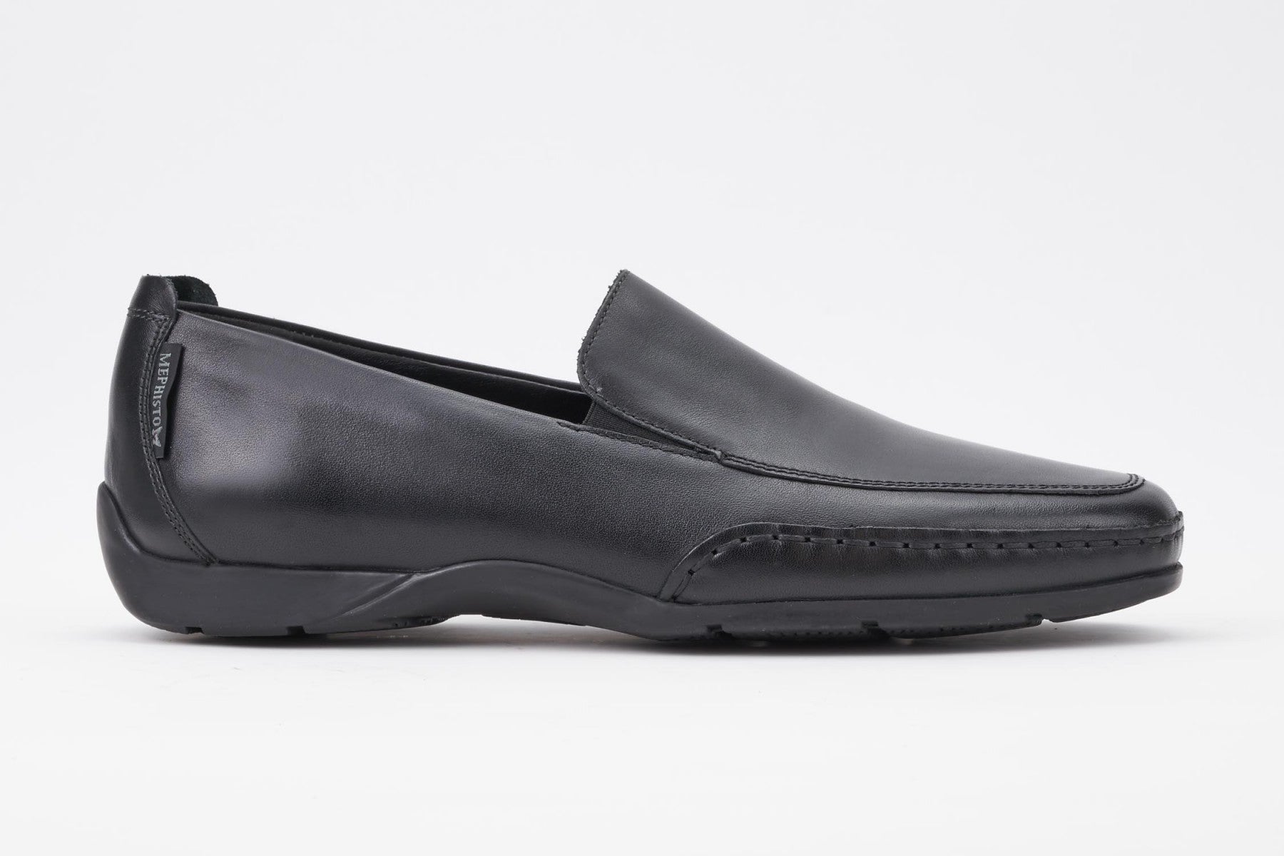 Mephisto Men's Edlef Black Smooth 8800 casual dress loafer with elastic goring side view