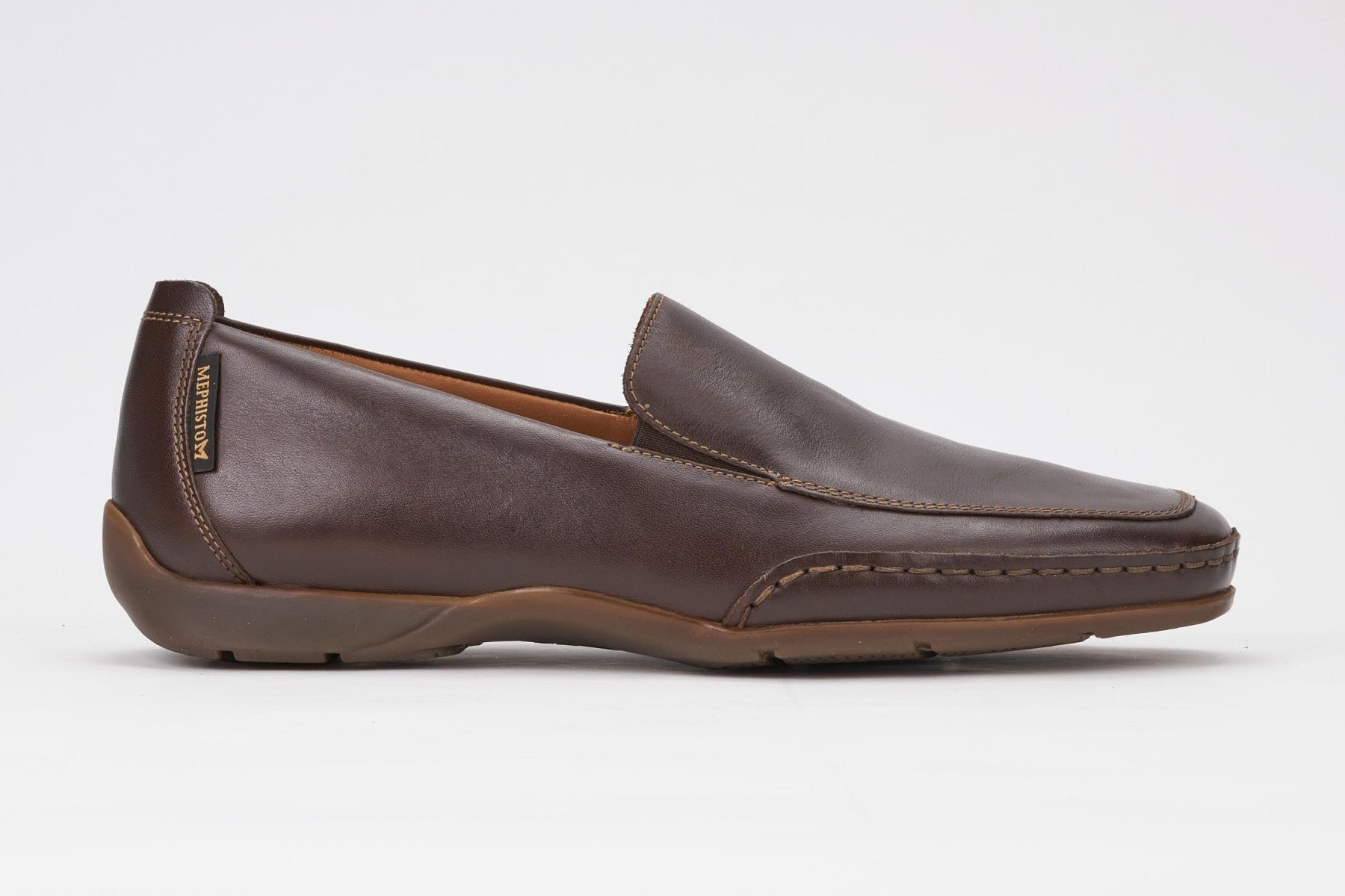 Mephisto Men's Edlef Dark Brown Smooth 8851 casual dress loafer with elastic goring side view