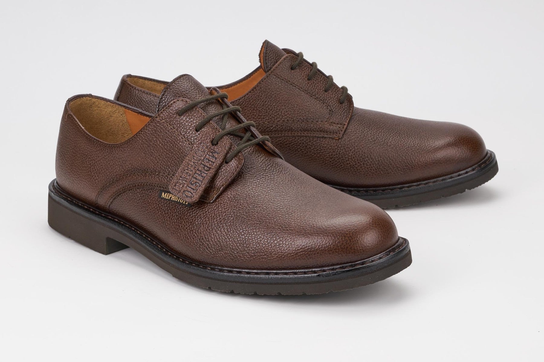 Mephisto Men's Marlon Chestnut Pebble Grain 9178 plain toe oxford dress shoe multi view