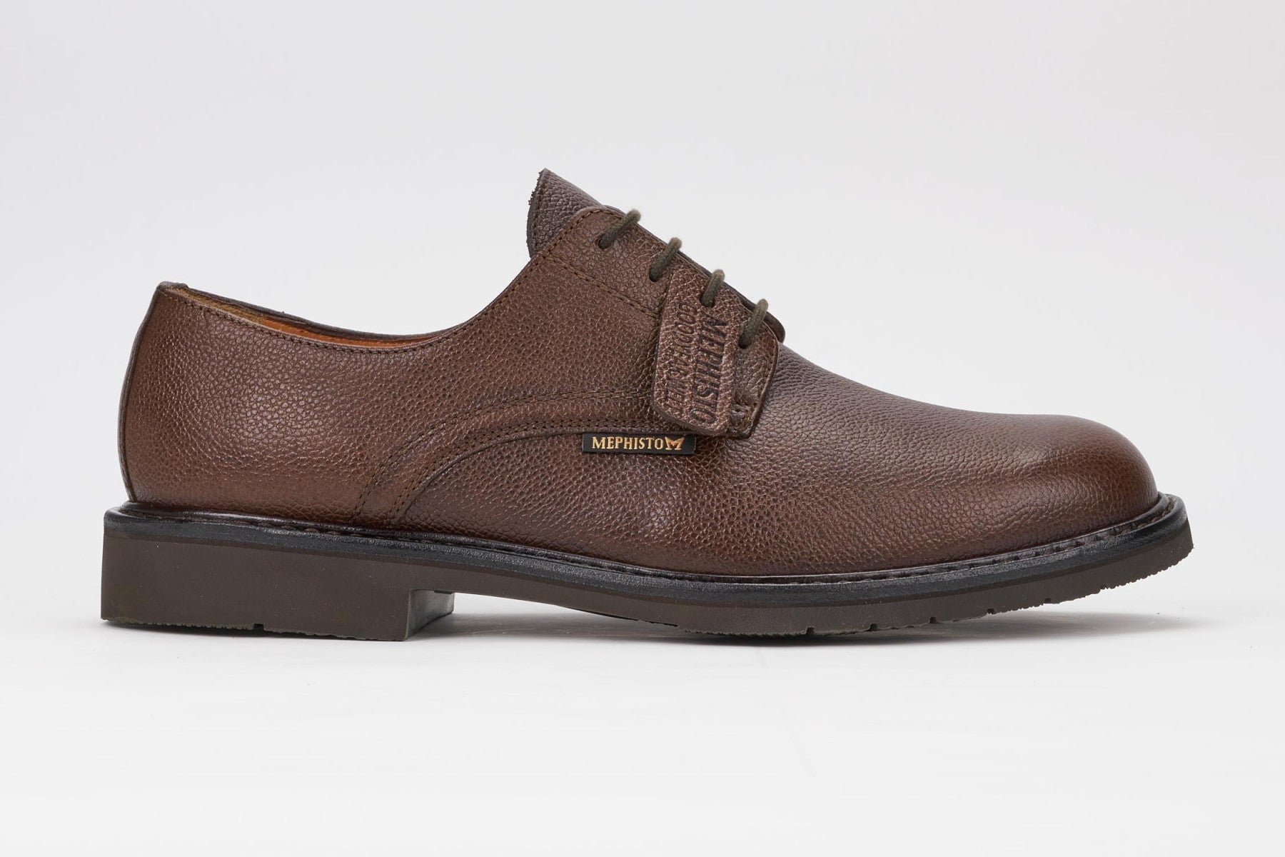 Mephisto Men's Marlon Chestnut Pebble Grain 9178 plain toe oxford dress shoe side view