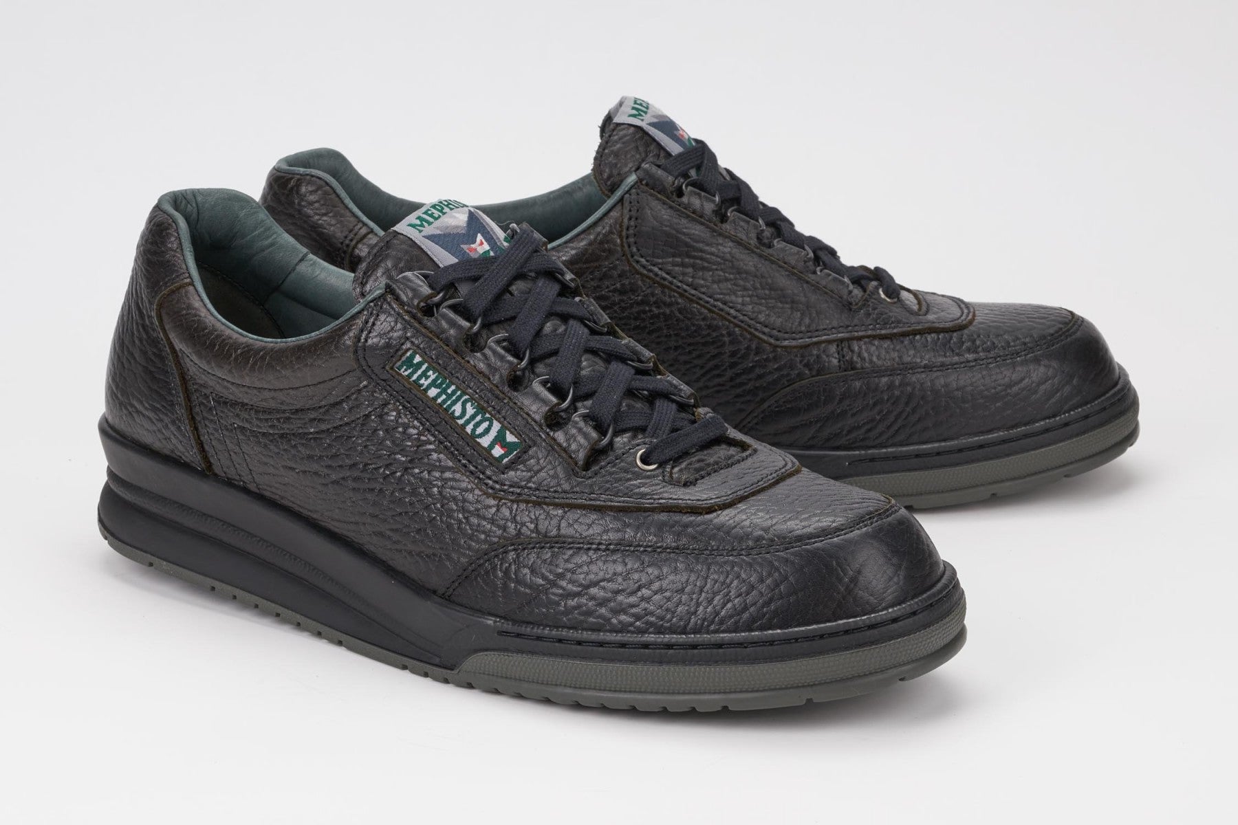 Mephisto Men's Match Black grain 714 lace-up walking shoe with speed lacing multi view