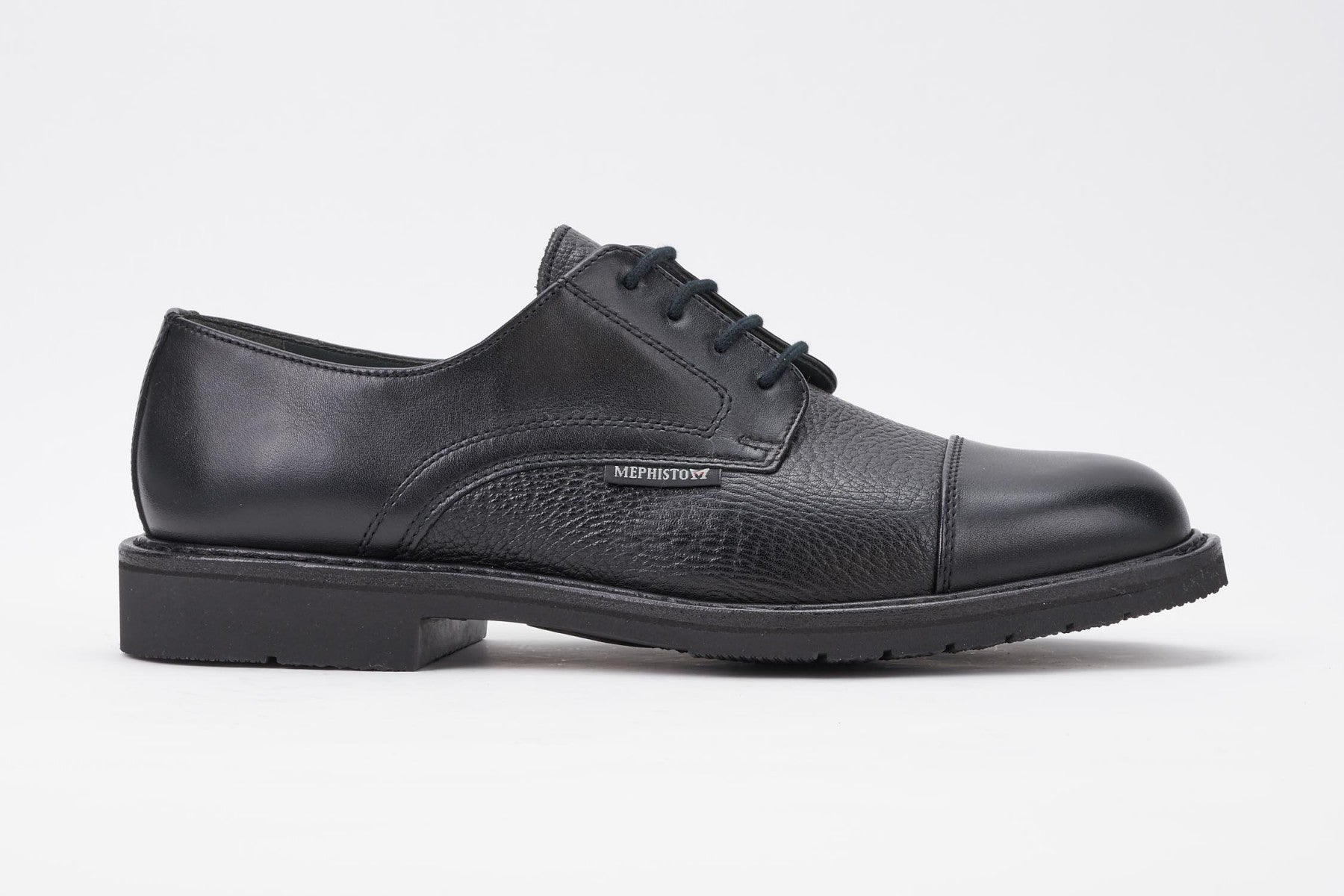 Mephisto Men's Melchior Black Smooth / Grain 9000/400 cap toe dress oxford side view