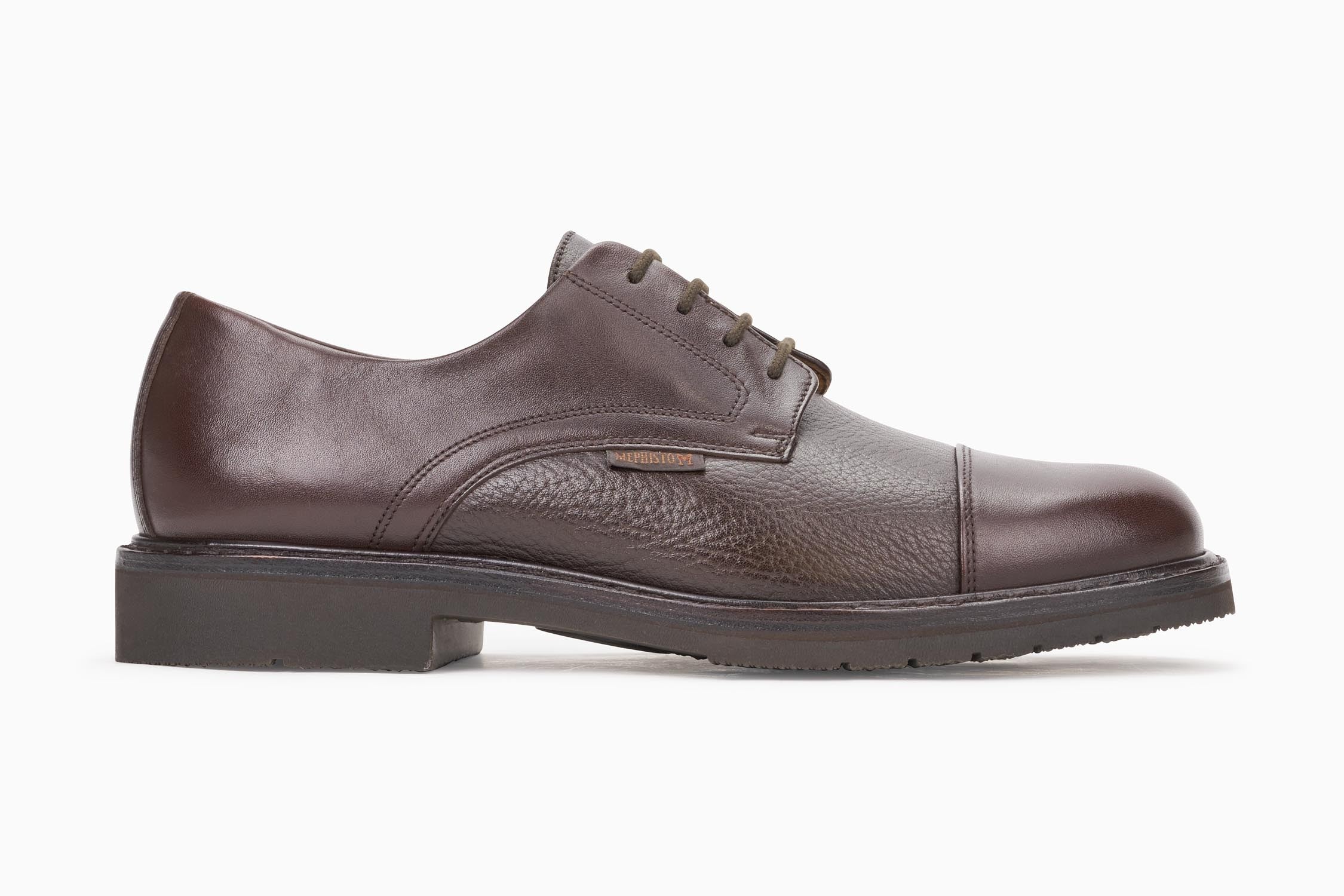 Mephisto Men's Melchior Dark Brown Smooth / Dark Brown Grain 9051/451 cap toe dress oxford side view