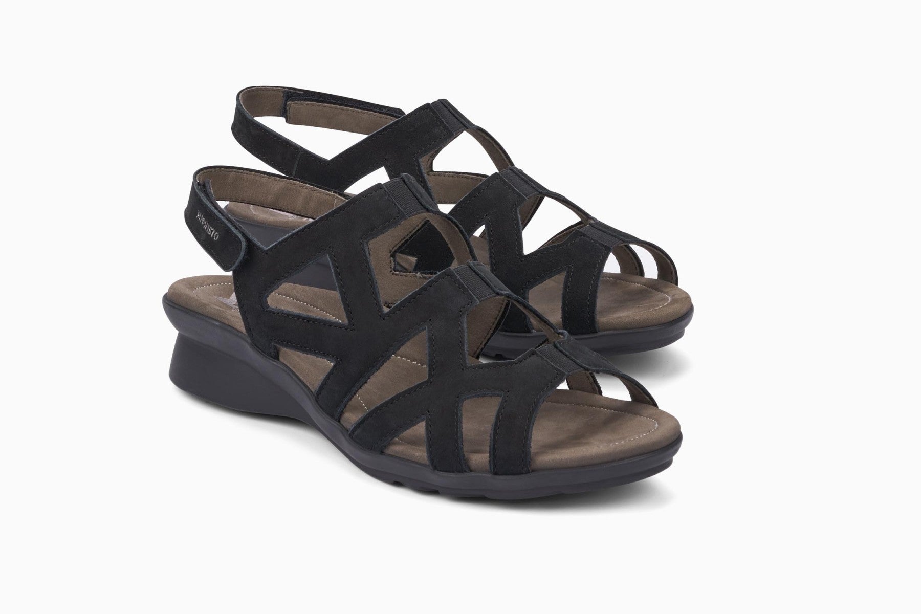 Mephisto Women's Pamela Black Bucksoft Back Strap Slide Sandal Multi View