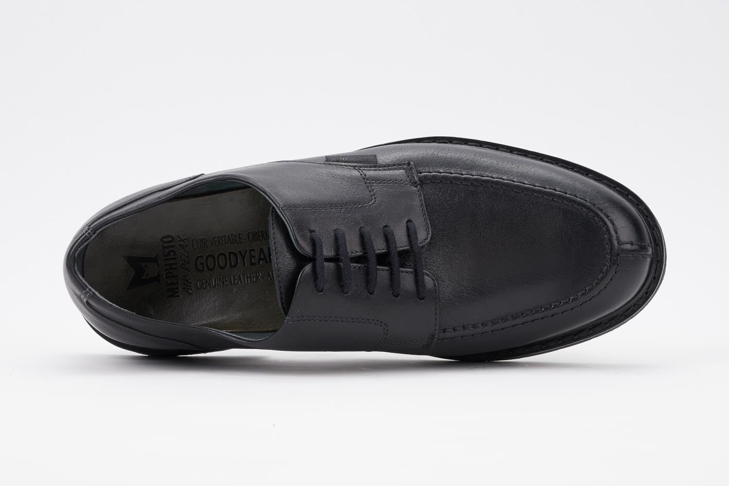 Mephisto Men's Phoebus Black Smooth 8800 split toe dress oxford top view