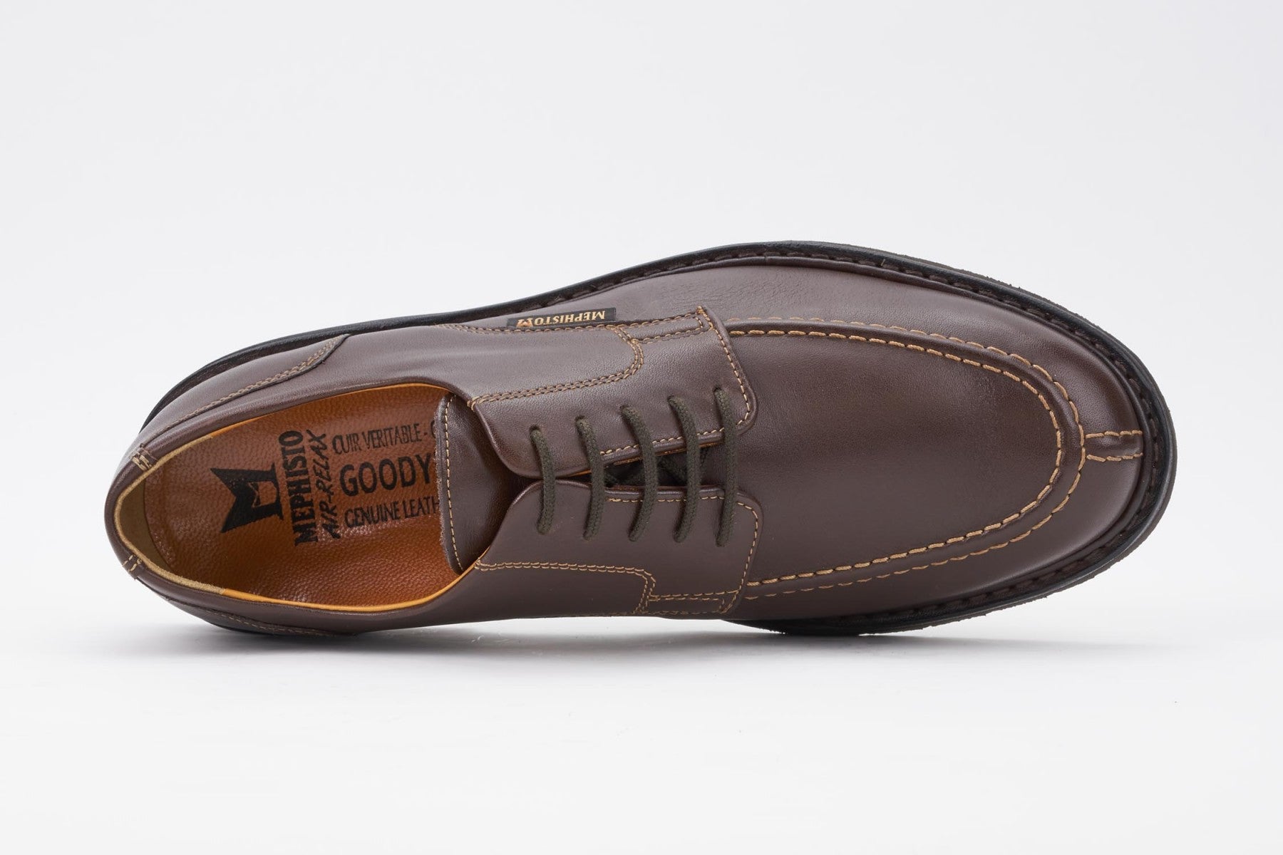 Mephisto Men's Phoebus Dark Brown Smooth 8851 split toe dress oxford top view